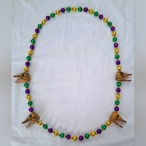 Mardi Gras Specialty Beads Swamp People Alligator Gold Purple Green
